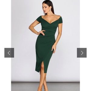 Windsor | Addison Formal Wrap Dress Hunter Green S